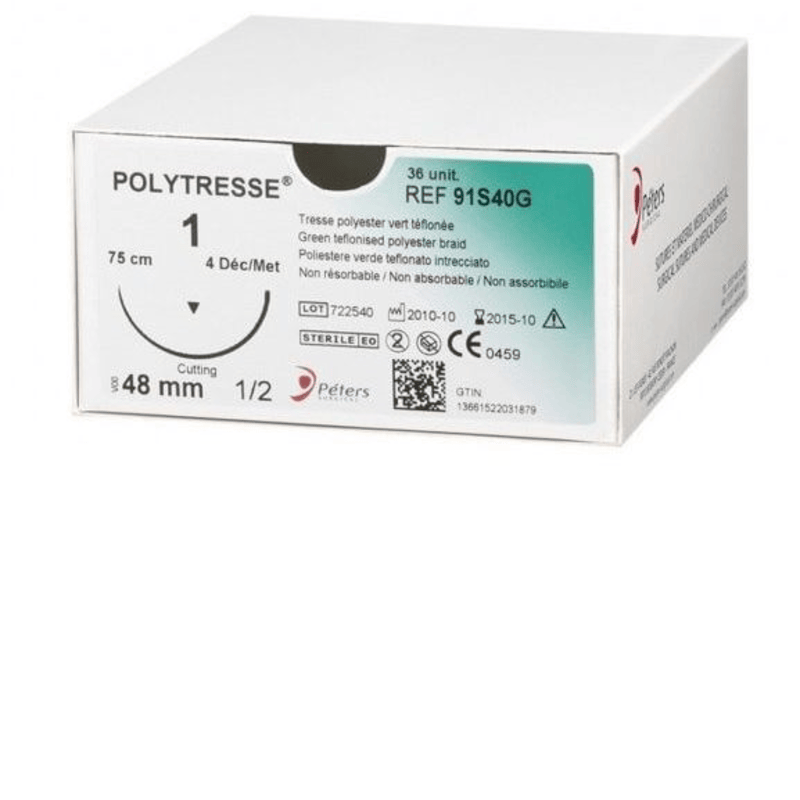 Політрес, USP0, зелений тефлонізований поліестер, 250 см, без голки, 91R35A